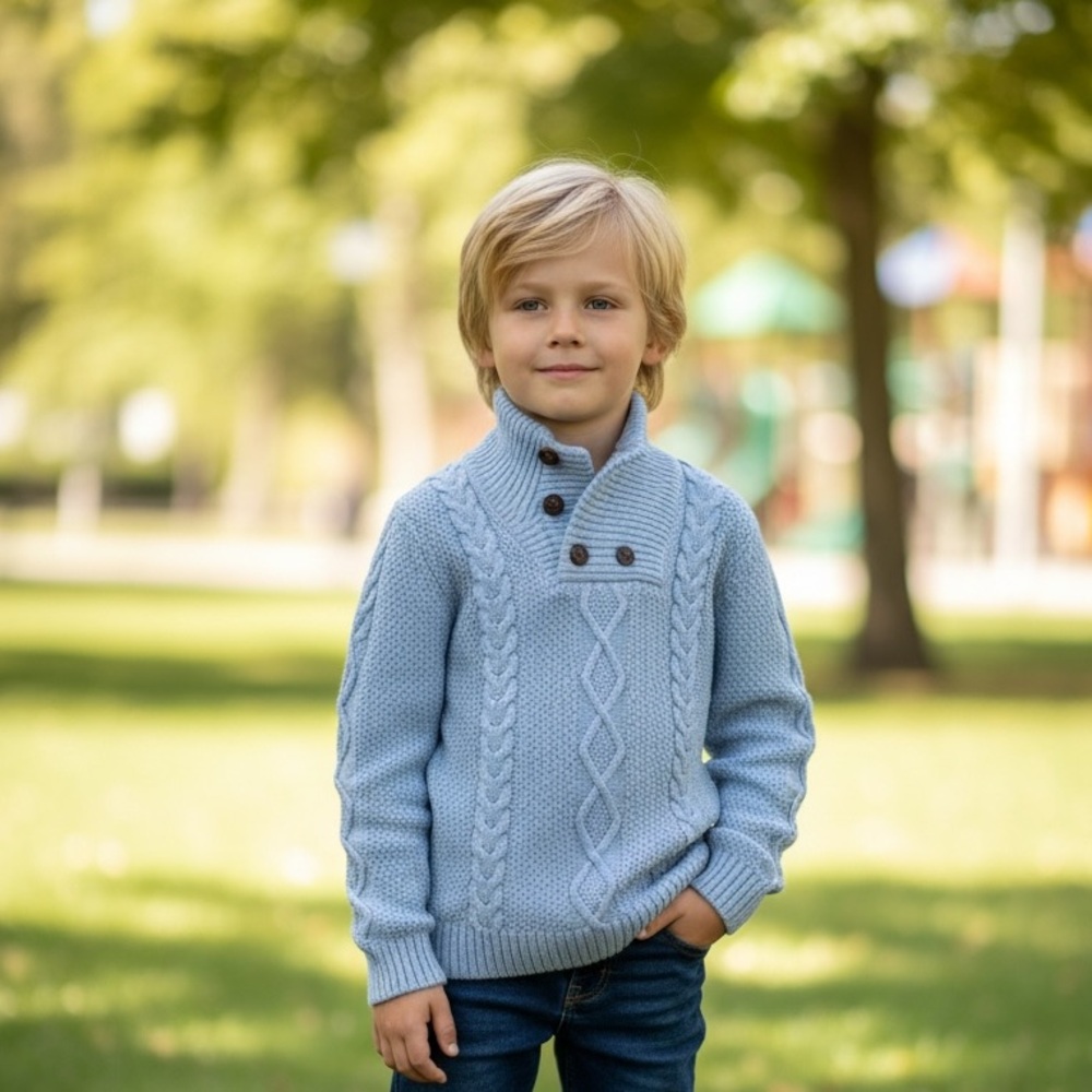 Jane and Jack Boys Gray Cable Knit Shawl Collar Sweater Size 8 Classic Winter